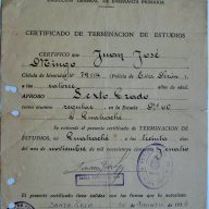 CERTIFICADO DE FISCALIZACIÓN DE ESTUDIOS DE 6° GRADO 1954 SANTA ROSA