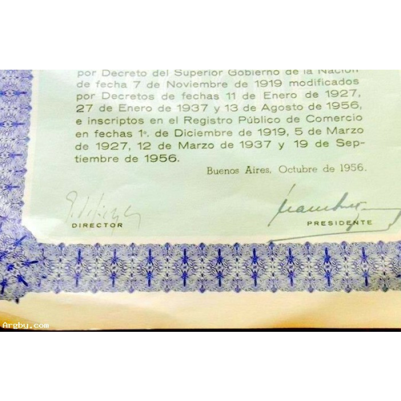 PICARDO & Cia.Ltda. 10 ACCIONES PREFERIDAS DE 100 PESOS 1956 CON CUPON
