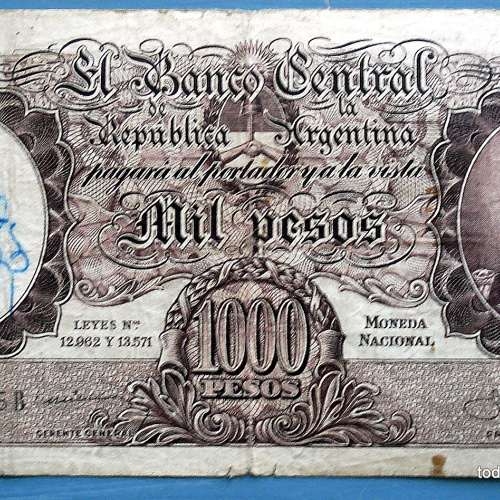 ARGENTINA BILLETE DE 1000 PESOS MONEDA NACIONAL LA FRAGATA B165