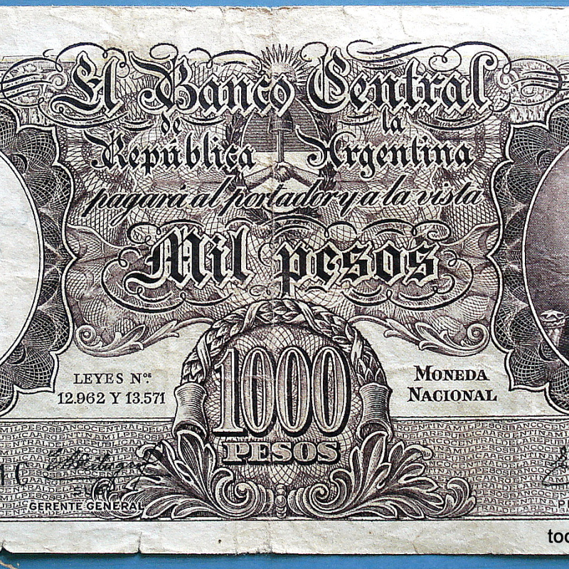 ARGENTINA BILLETE DE 1000 PESOS MONEDA NACIONAL LA FRAGATA B541