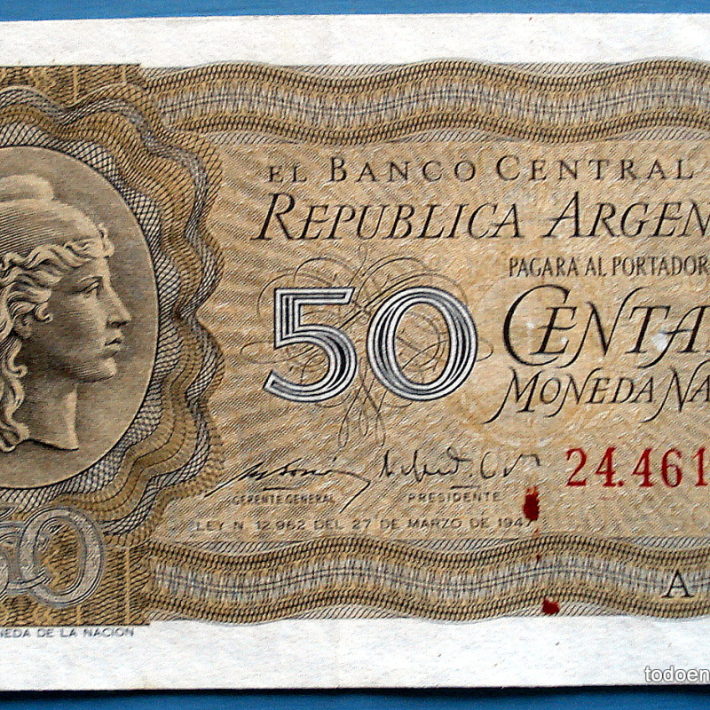 ARGENTINA BILLETE DE 50 CENTAVOS MONEDA NACIONAL 1951 A175