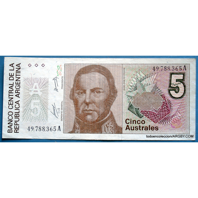 ARGENTINA BILLETE DE 5 AUSTRALES 365A 1986