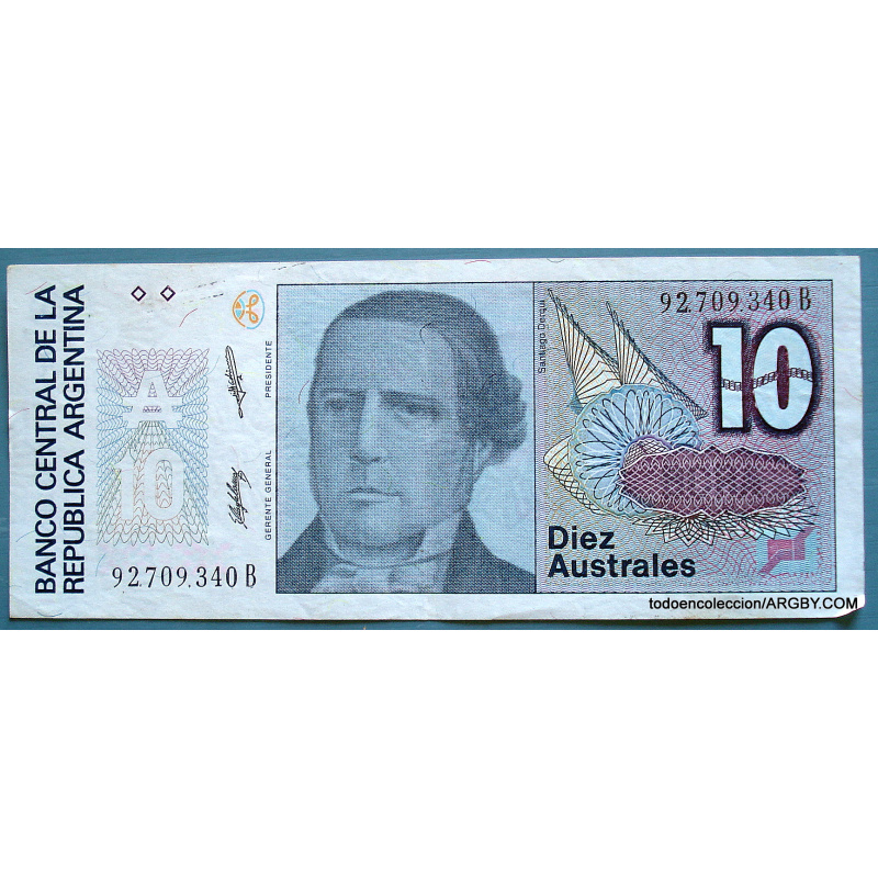 ARGENTINA BILLETE DE 10 AUSTRALES 340B 1989