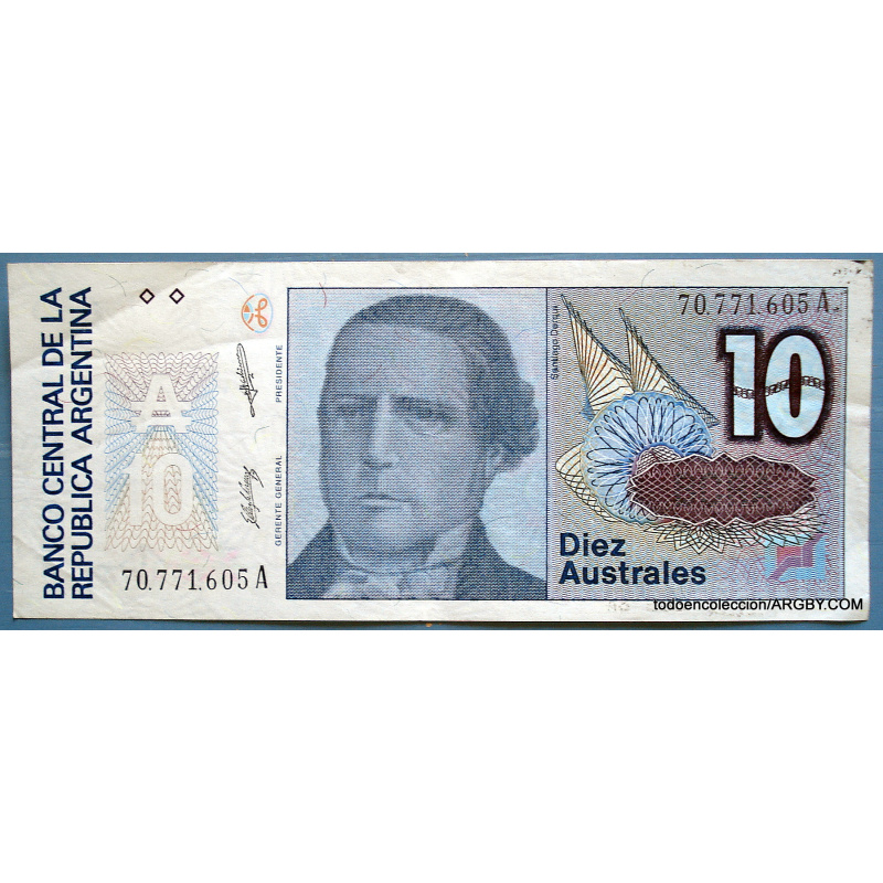 ARGENTINA BILLETE DE 10 AUSTRALES A605 1989