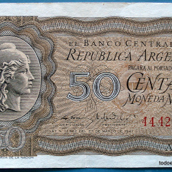 ARGENTINA BILLETE 50 CENTAVOS MONEDA NACIONAL A831 DE 1950