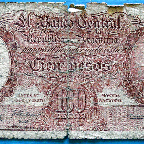 ARGENTINA BILLETE 100 PESOS MONEDA NACIONAL C616 DE 1963