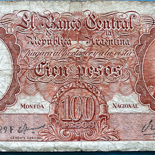 ARGENTINA BILLETE 100 PESOS MONEDA NACIONAL F929 DE 1963