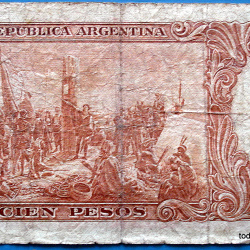 ARGENTINA BILLETE 100 PESOS MONEDA NACIONAL F929 DE 1963