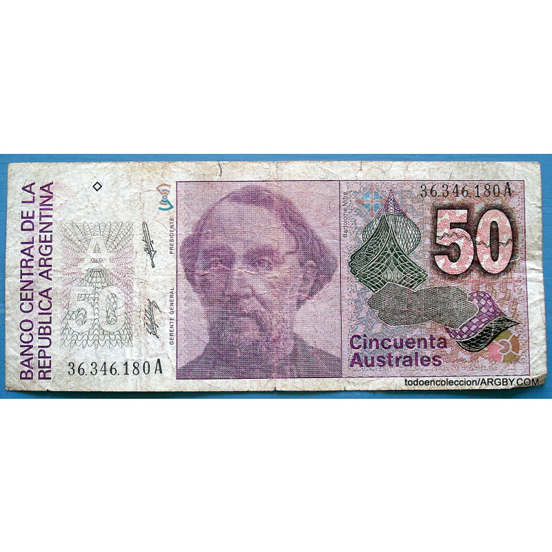 ARGENTINA BILLETE 50 AUSTRALES A180 DE 1988