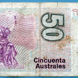 ARGENTINA BILLETE 50 AUSTRALES A180 DE 1988