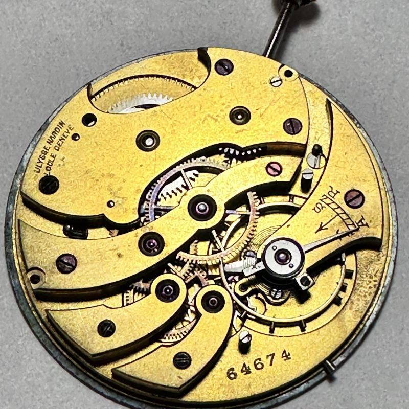 47 mm ULYSSE NARDIN Locle & Geneve Pocket Watch Movement Working
