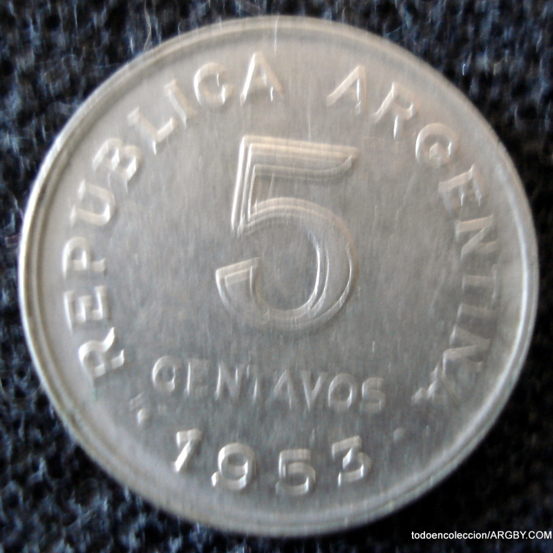 1953 MONEDA DE 5 CENTAVOS REPÚBLICA ARGENTINA