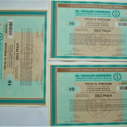 Titulo Bono Del Hogar Obrero 10 Pesos 1987