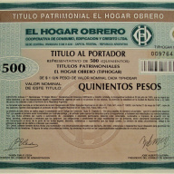 Titulo Bono Del Hogar Obrero 500 Pesos 1987