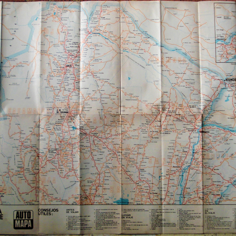 Mapa YPF Antiguo Rutas Caminos  ZONA NORTE ,CENTRO DEL PAÍS DOBLE FAZ UNA SOLA UNIDAD PLEGABLE