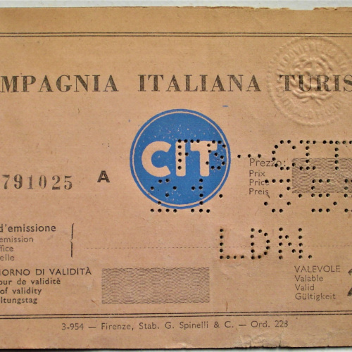 ANTIGUO PASAJE COMPAÑÍA ITALIANA DE TURISMO DESDE FRANCIA PARÍS LION