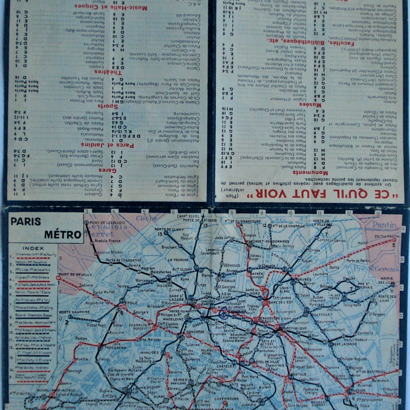 MAPA DE PARÍS TRANSPORTE MINISTERIO DE TURISMO FOLLETO ANTIGUO