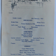 MENU DE LA ROYAL MAIL LINES FEBRERO DE 1955