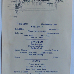 MENU DE LA ROYAL MAIL LINES FEBRERO DE 1955