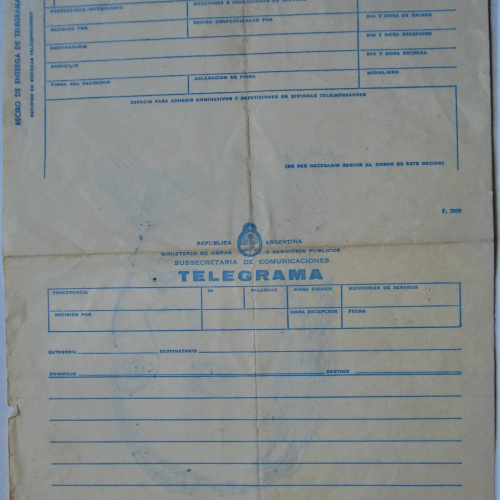FORMULARIO VACIÓ DE ANTIGUO TELEGRAMA DE CORREO CON DIBUJO EN SU PARTE POSTERIOR