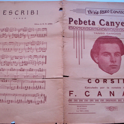 PARTITURA PERETA CANYENGUE TANGO DE ROLLOS OLIMPO PARA PIANOLA MUY ANTIGUOS