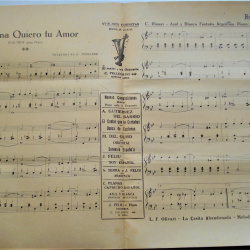 PARTITURA CAROLINA QUIERO TU AMOR FOX TROT DE ROLLOS OLIMPO PARA PIANOLA MUY ANTIGUOS