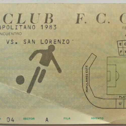 ENTRADA FERRO CARRIL OESTE 1983 ARGENTINO JRS. VS. SAN LORENZO CAMPTO. METROPOLITANO
