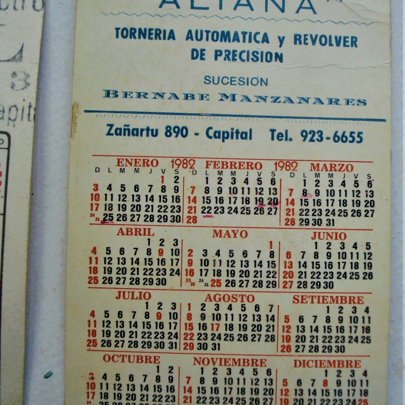 ALMANAQUES ANTIGUOS DE BOLSILLO 1982/83