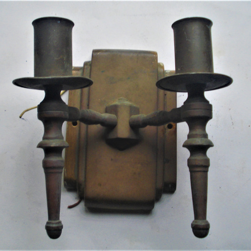 APLIQUE DE BRONCE ART-DECO ANTIGUO DOS BRAZOS 16,5 X 11 CM USADO