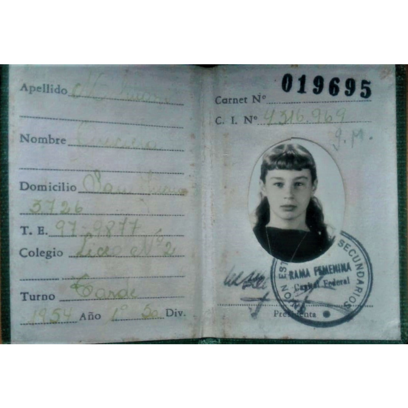 UES UNION ESTUDIANTES SECUNDARIOS CARNET ANTIGUO RAMA FEMENINA CAPITAL FEDERAL