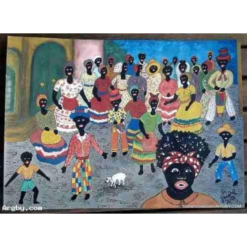 acrilico sobre cartón de 70 x 50 cm el candombe de los negros