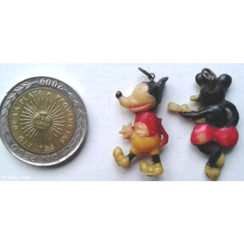 2 COLGANTES DIJES ANTIGUOS DE MIKEY Y MINNIE