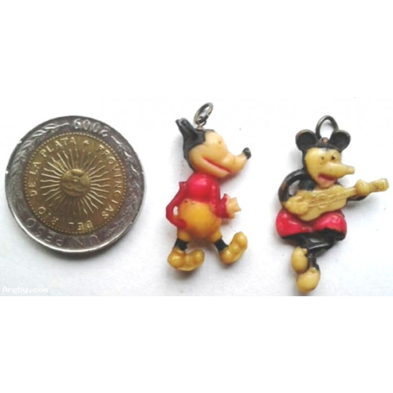 2 COLGANTES DIJES ANTIGUOS DE MIKEY Y MINNIE