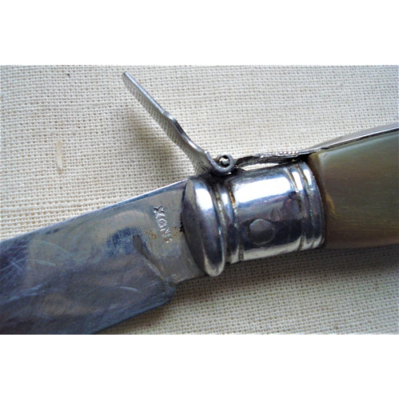 NAVAJA ASTA Y ACERO INOXIDABLE TIPO ESPAÃ‘OLA MUY BUEN ESTADO 21 CM HOJA 9,5 CM