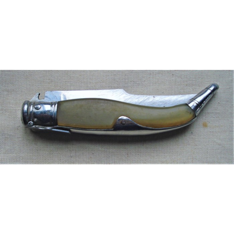 NAVAJA ASTA Y ACERO INOXIDABLE TIPO ESPAÃ‘OLA MUY BUEN ESTADO 21 CM HOJA 9,5 CM