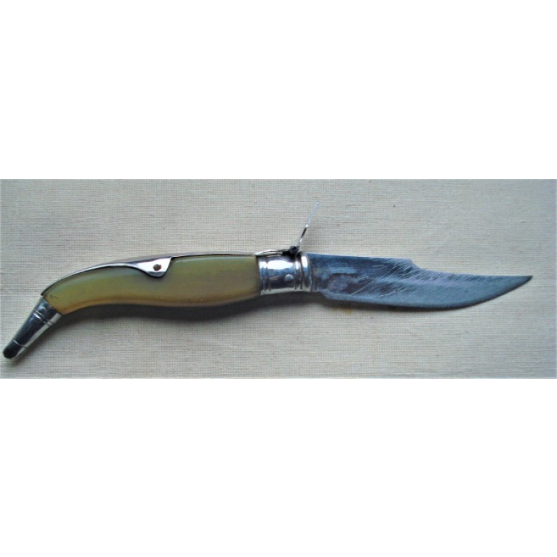 NAVAJA ASTA Y ACERO INOXIDABLE TIPO ESPAÃ‘OLA MUY BUEN ESTADO 21 CM HOJA 9,5 CM